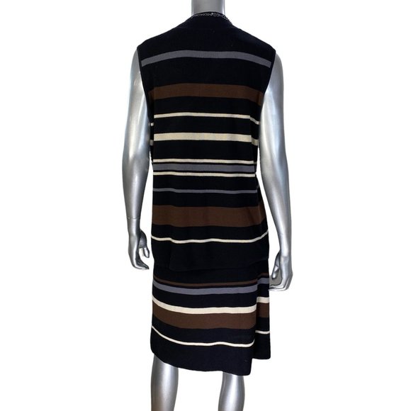 Cato Brown Black Striped Sleeveless Knit Skirt Set XL - Picture 2 of 11
